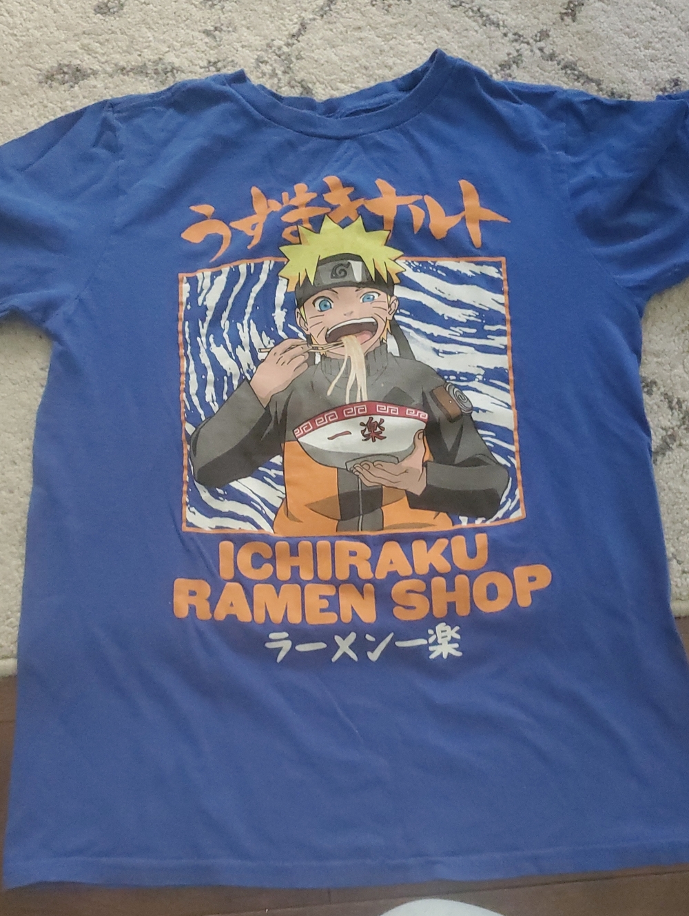Blue Naruto Ichiraku Ramen Shop Graphic Tee Size Large Youth Kids